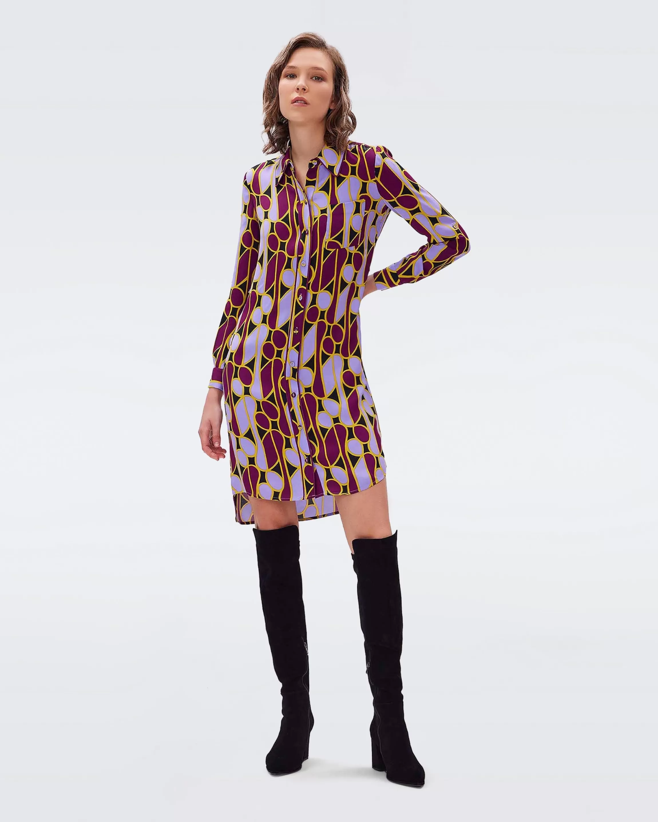 dvf Prita Shirt Dress in Parang Best Sale