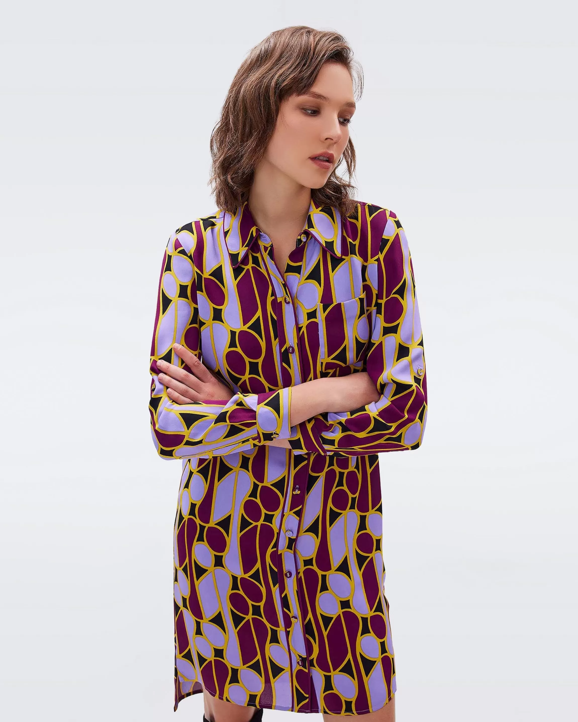 dvf Prita Shirt Dress in Parang Best Sale