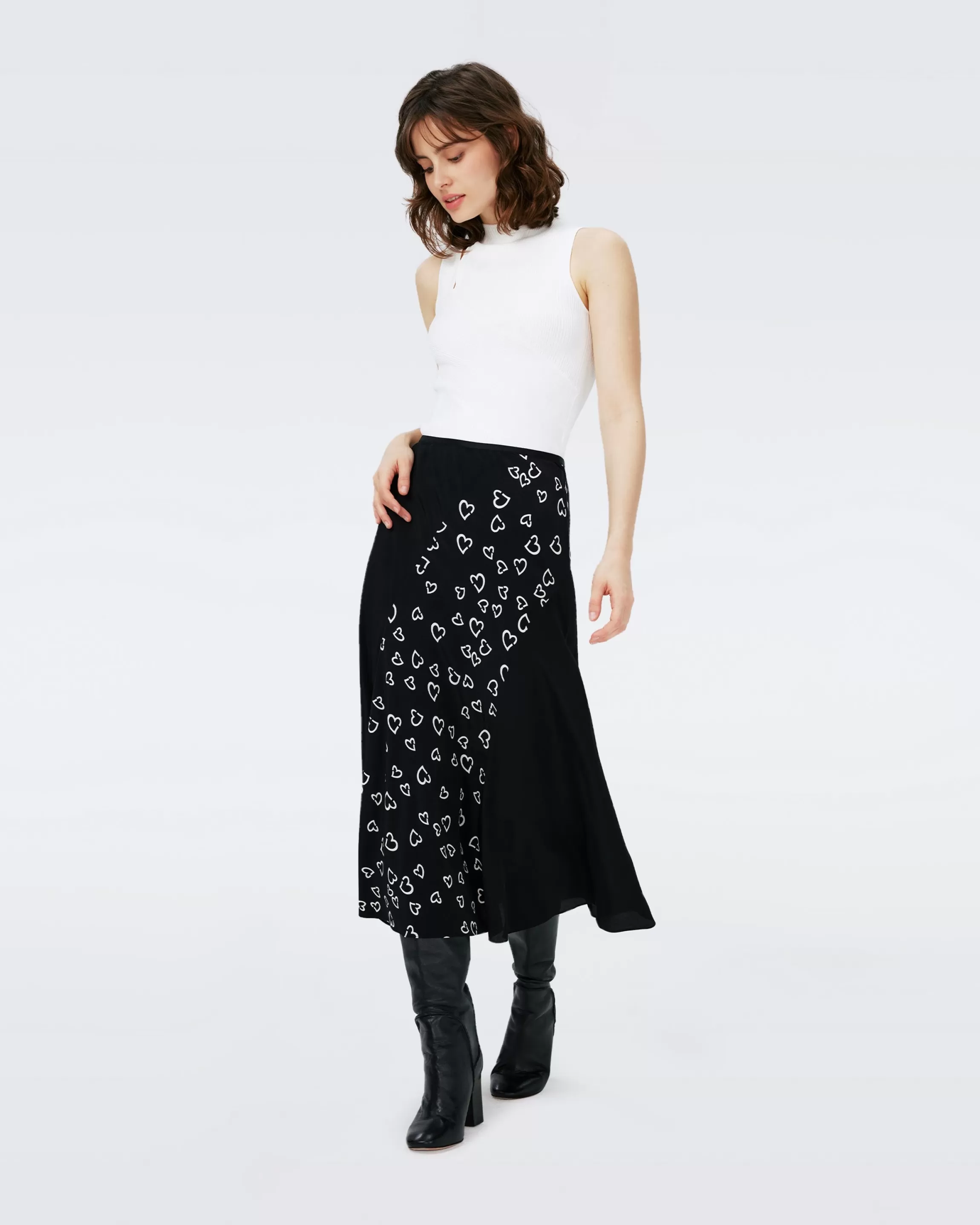 dvf Ravnita Skirt in Tiny Hearts and Black Sale