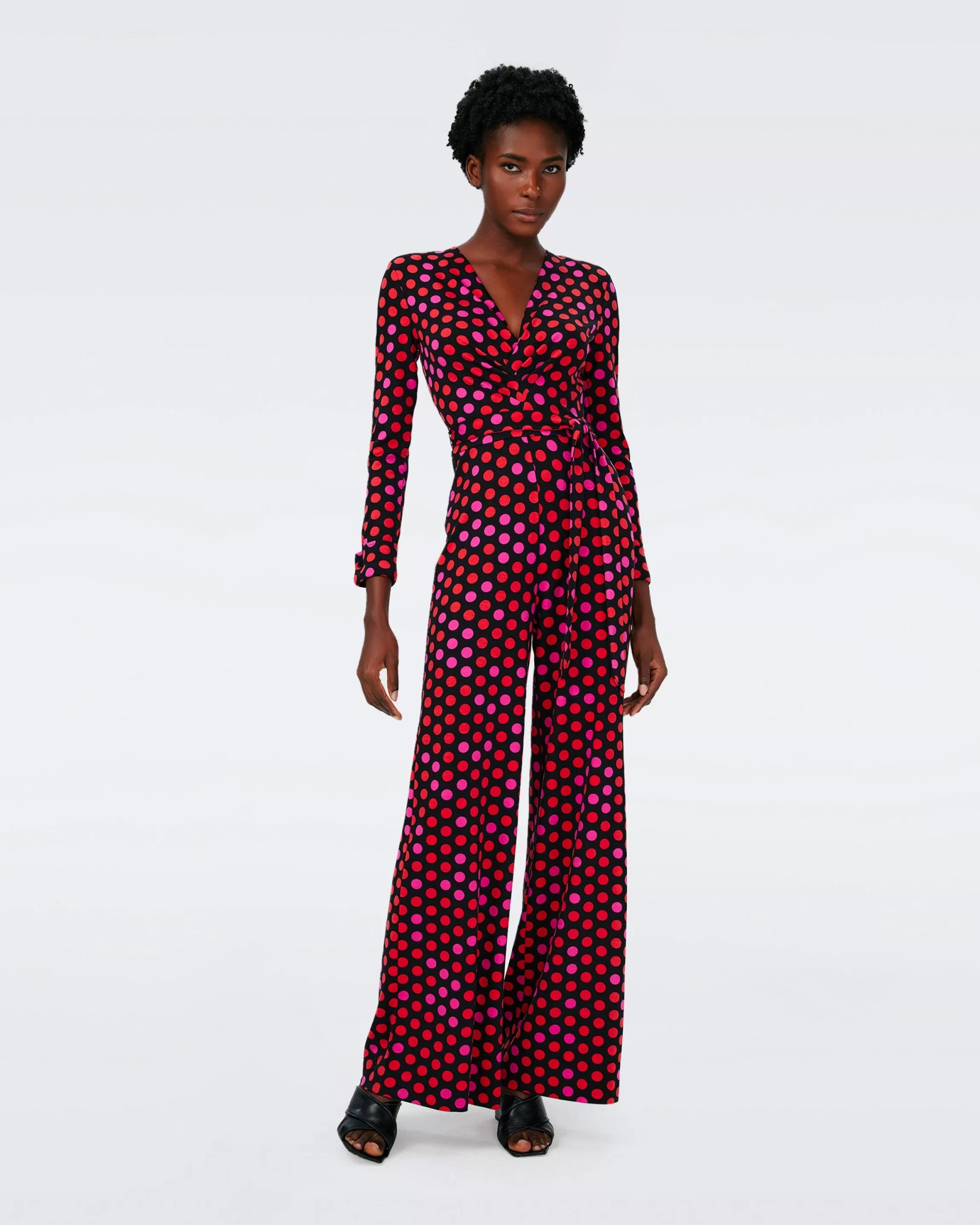 dvf Rose Marie Jumpsuit in Magic Dot Berry Red Best