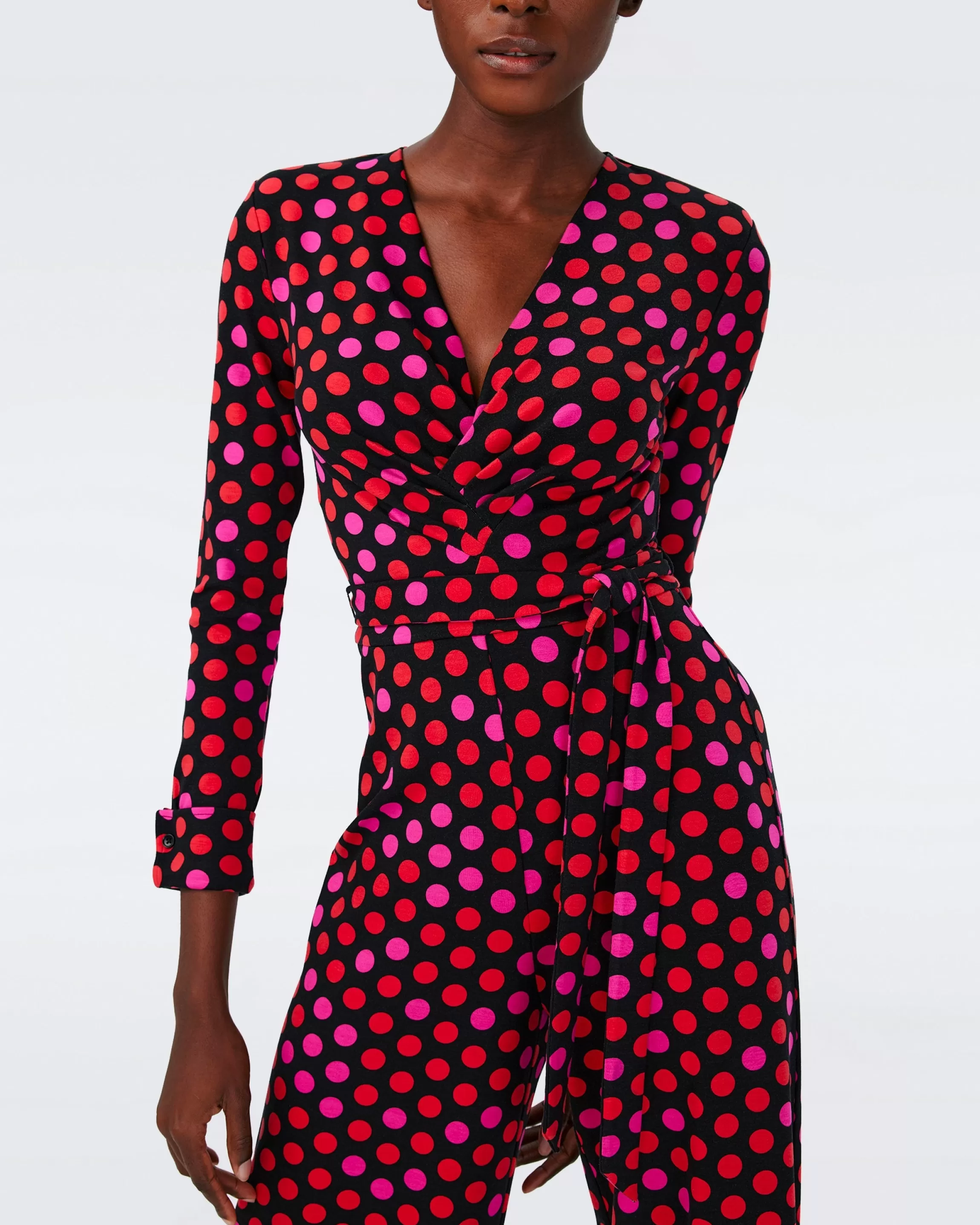 dvf Rose Marie Jumpsuit in Magic Dot Berry Red Best