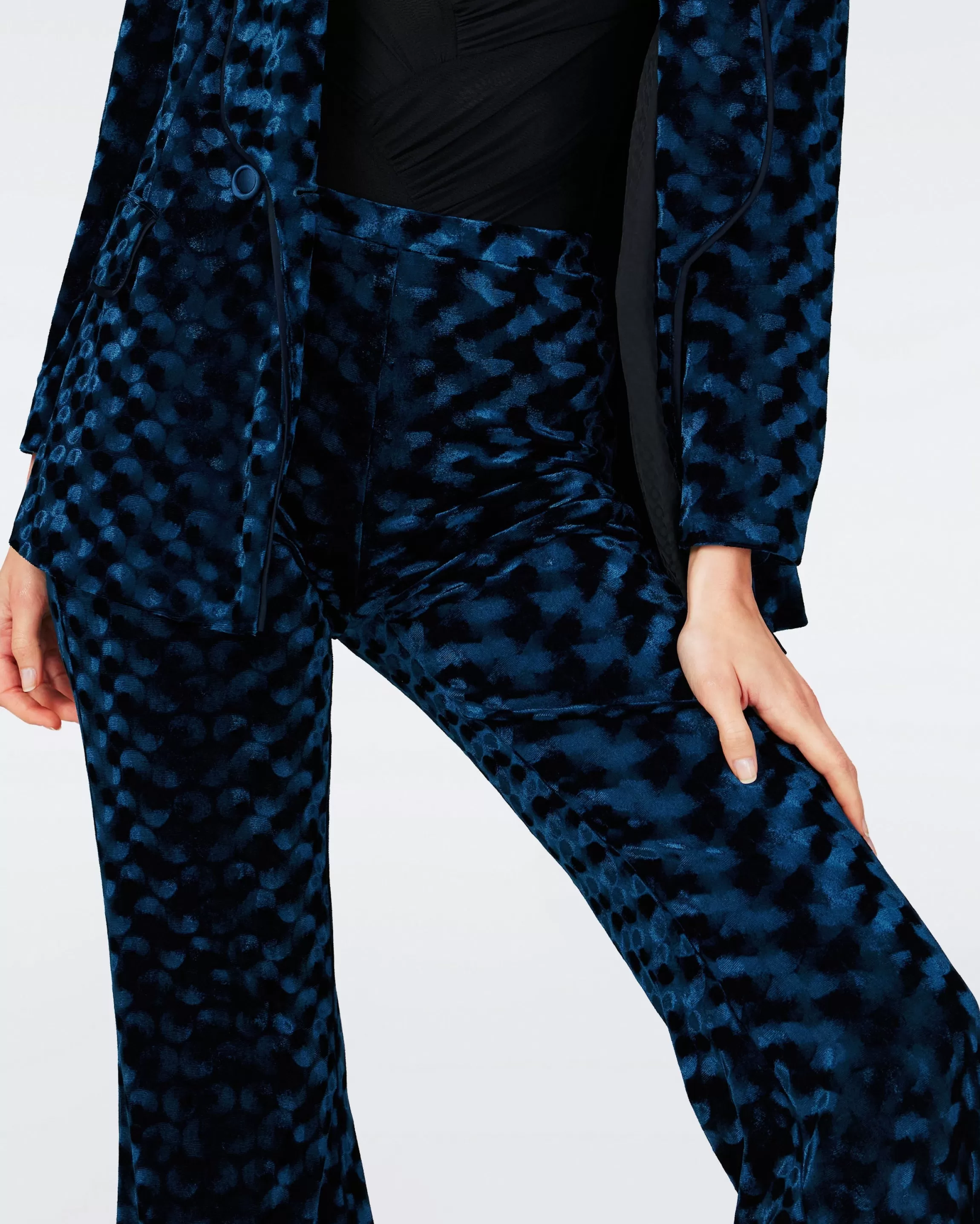 dvf Ruthette Velvet Pants in Circles Ocean Blue Discount