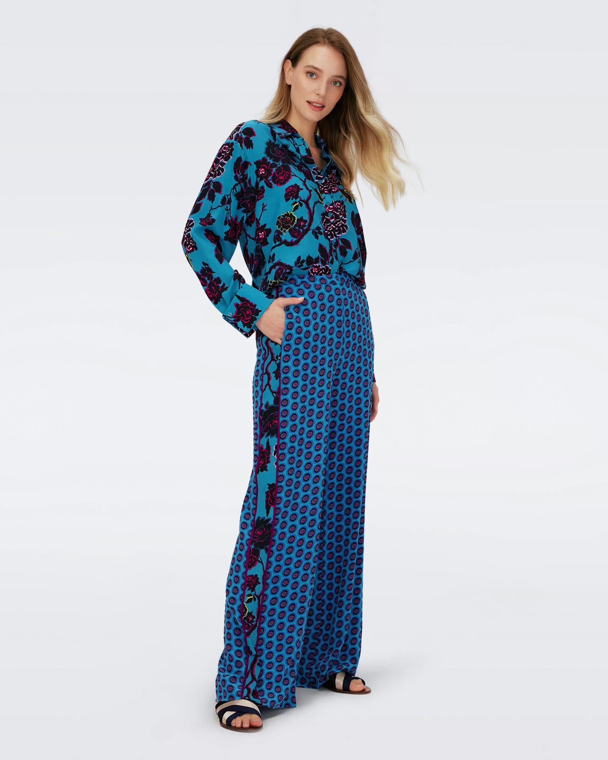 dvf Sarina Pants in China Vine/Flwr Tie Barr Reef Outlet