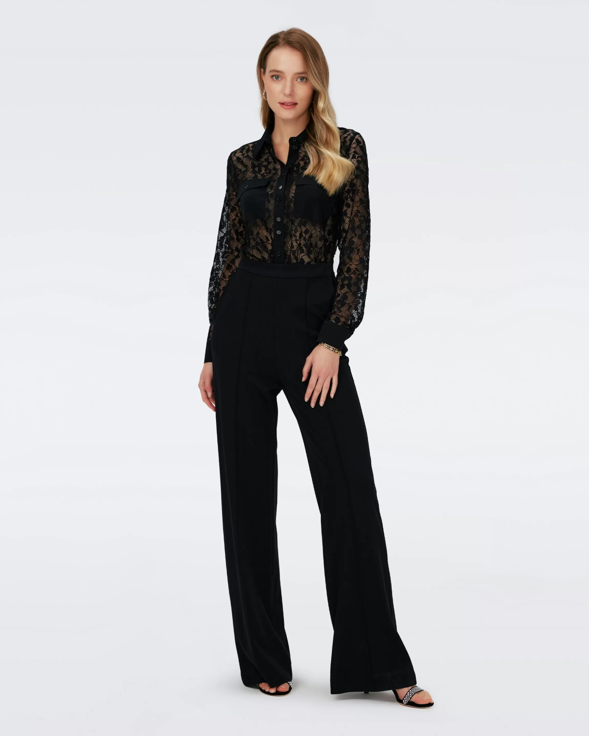 dvf Sarina Pants in Black/Lace Clearance