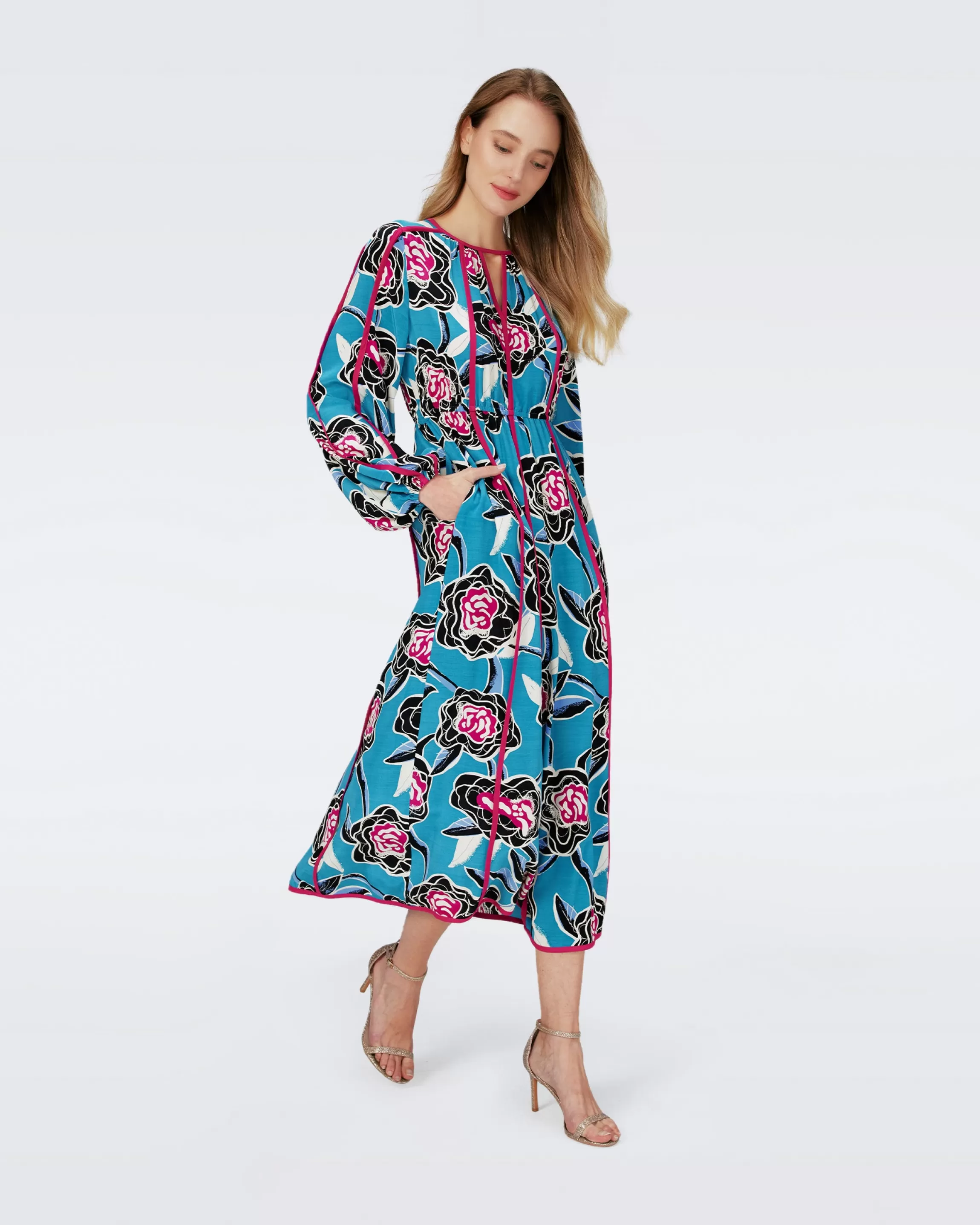 dvf Scott Dress in Oracle Rose Lg Barrier Reef Sale