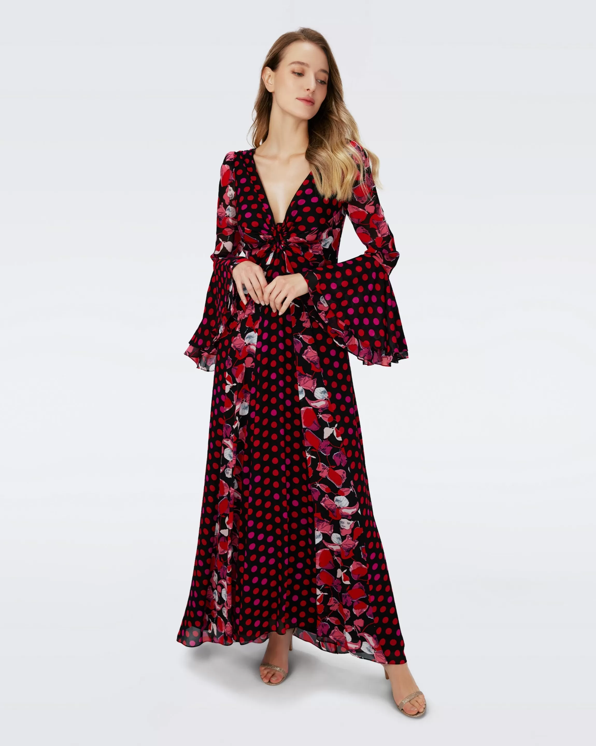 dvf Selena Dress in Passion Petals/Magic Dot Red Fashion