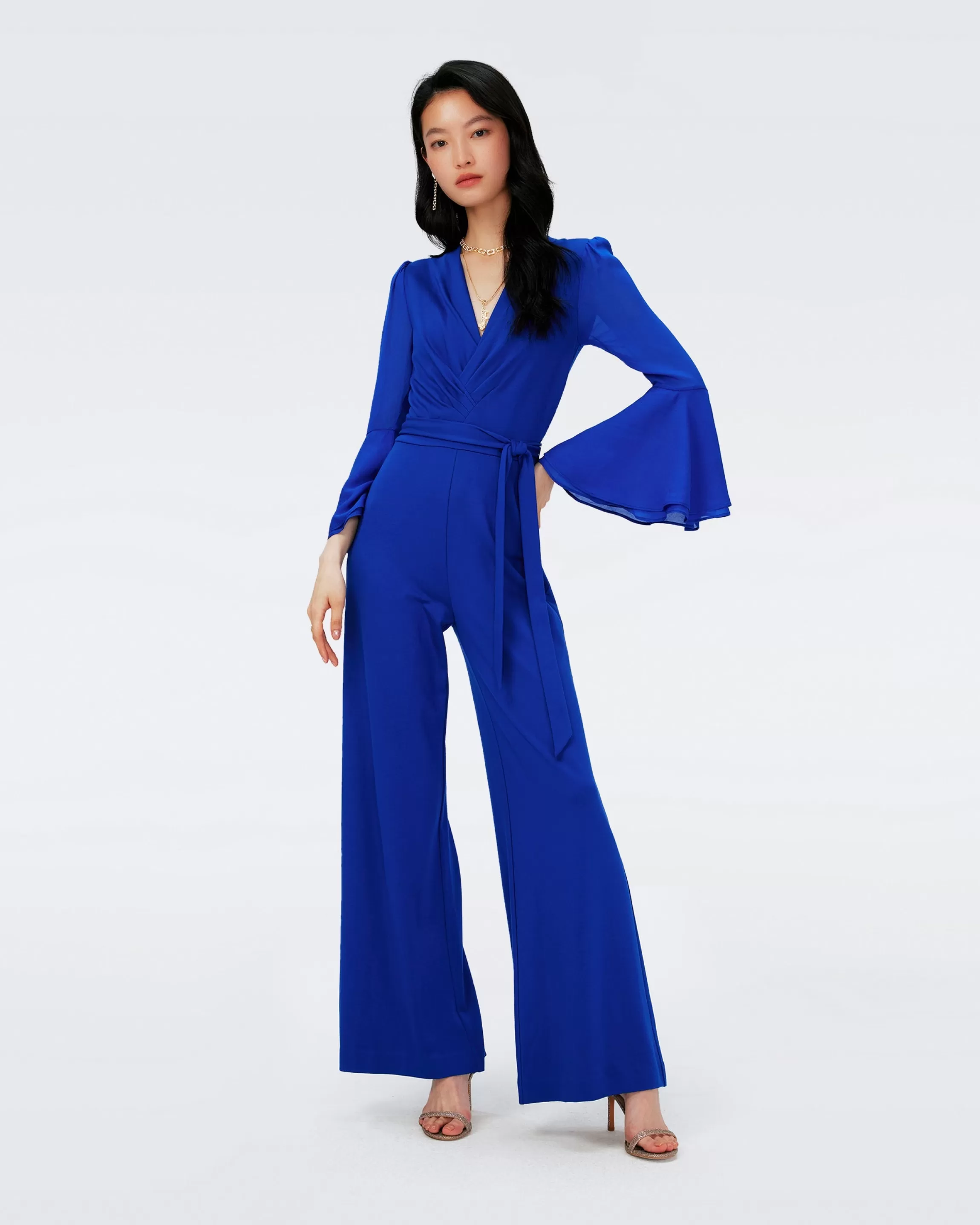 dvf Shing Jumpsuit in Sapphire Blue Cheap