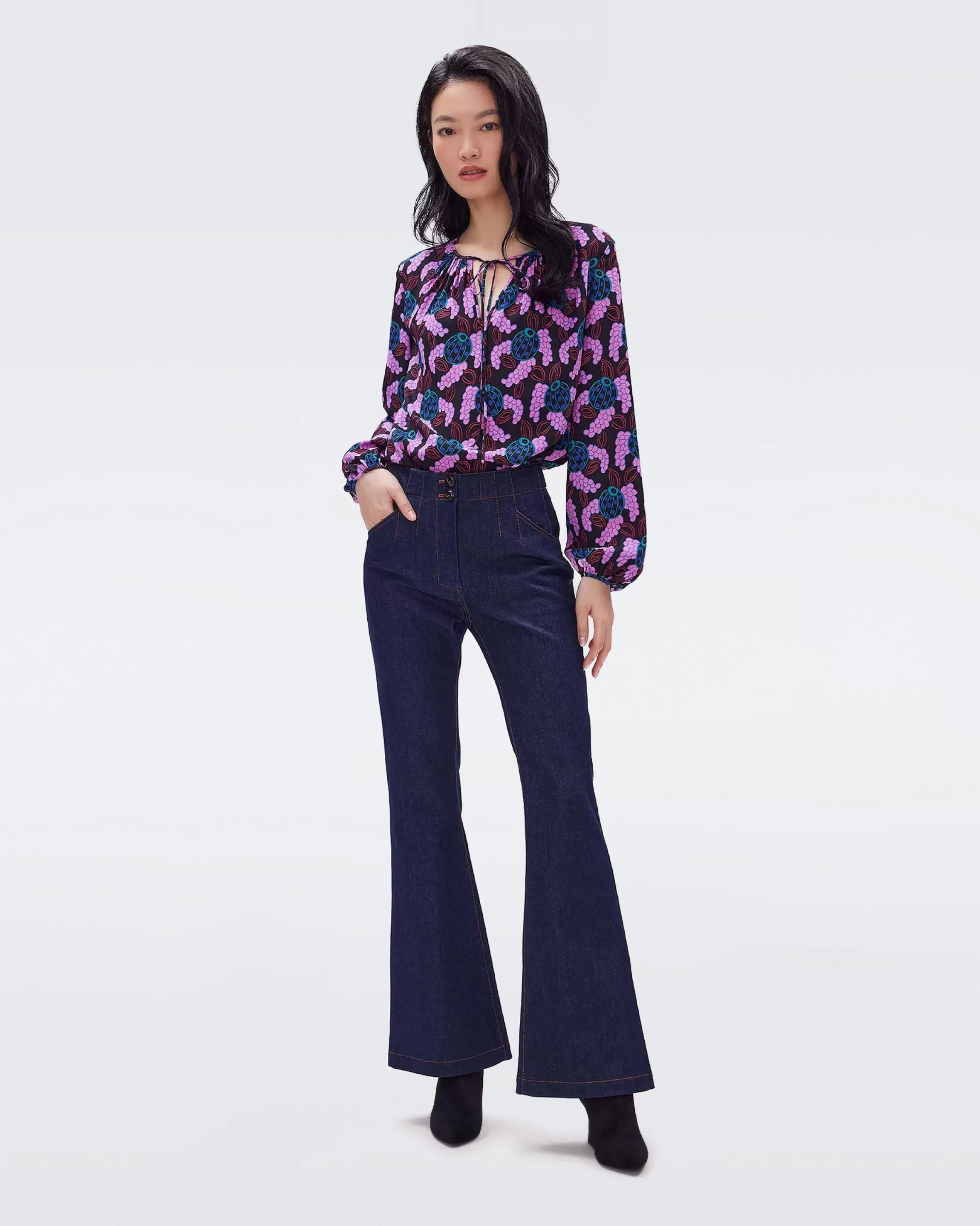 dvf Sugar Pants in Denim Blue Clearance