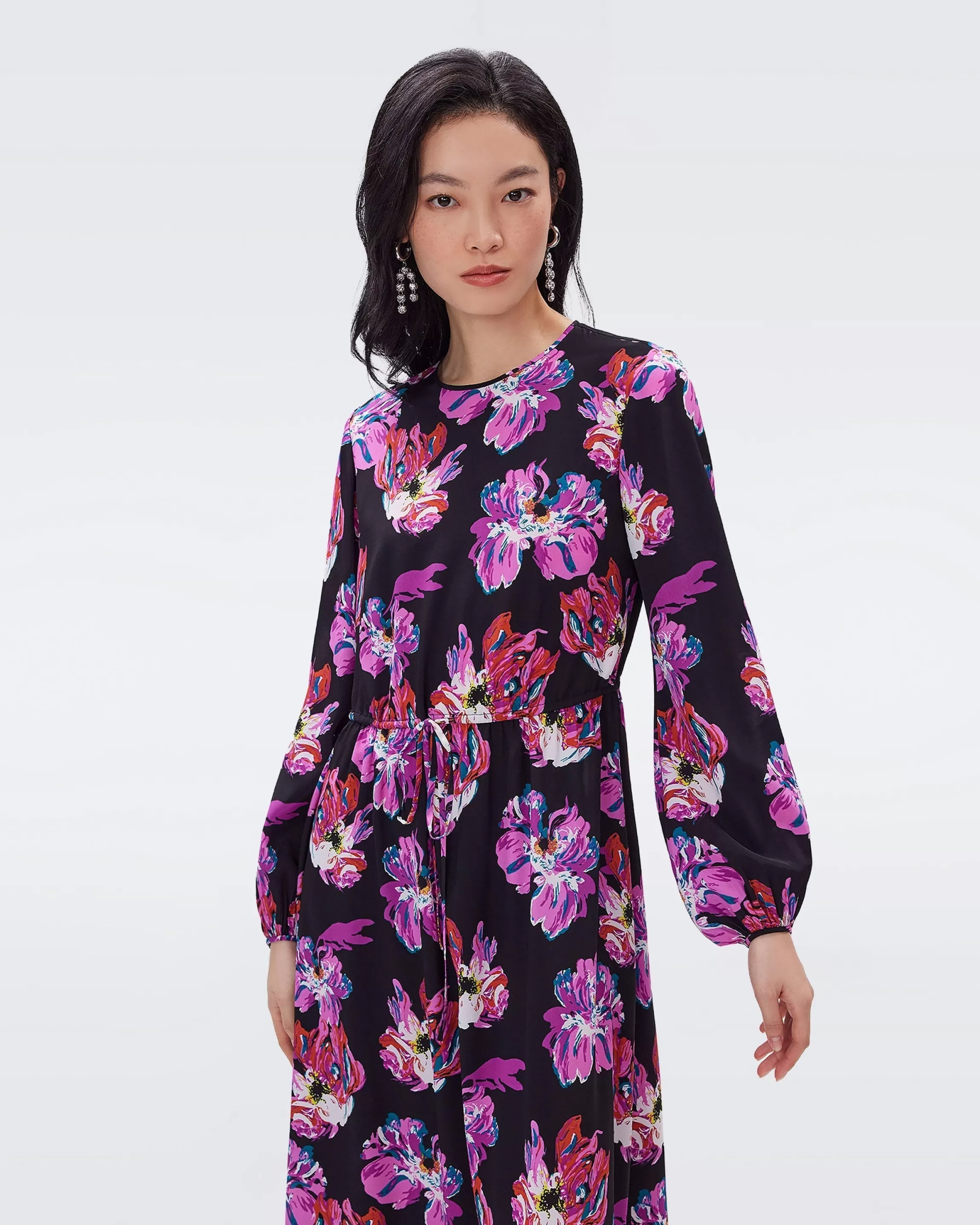 dvf Sydney Maxi Dress in Huge Painted Blossom Pink Flash Sale