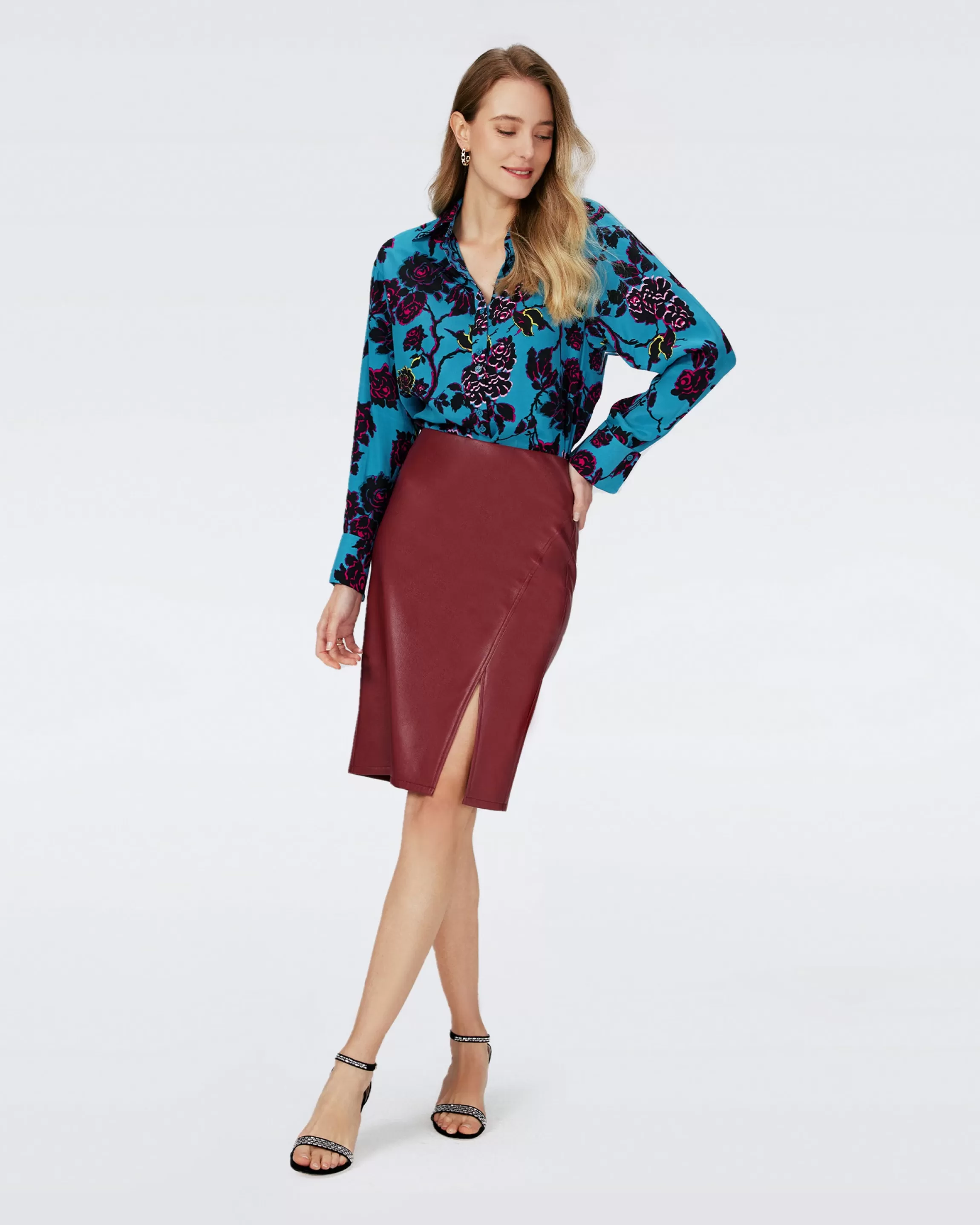 dvf Takashi Skirt in Garnet Red Discount