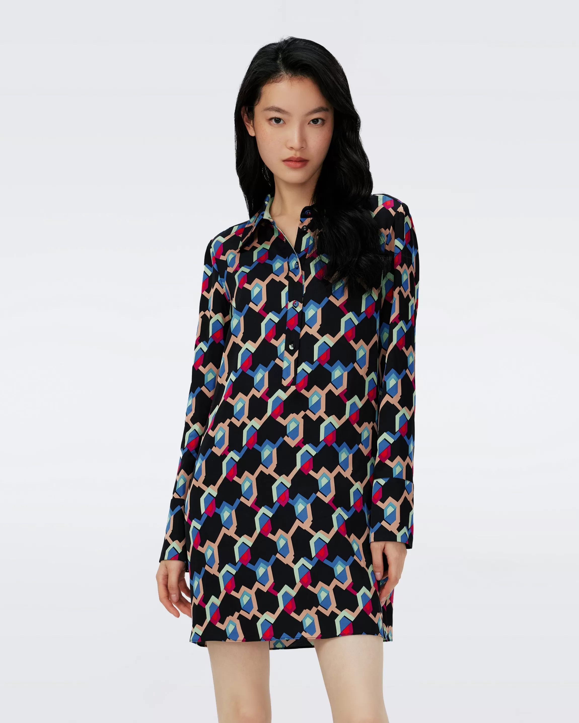 dvf Tamina Dress in Geo Illusion Med Flash Sale