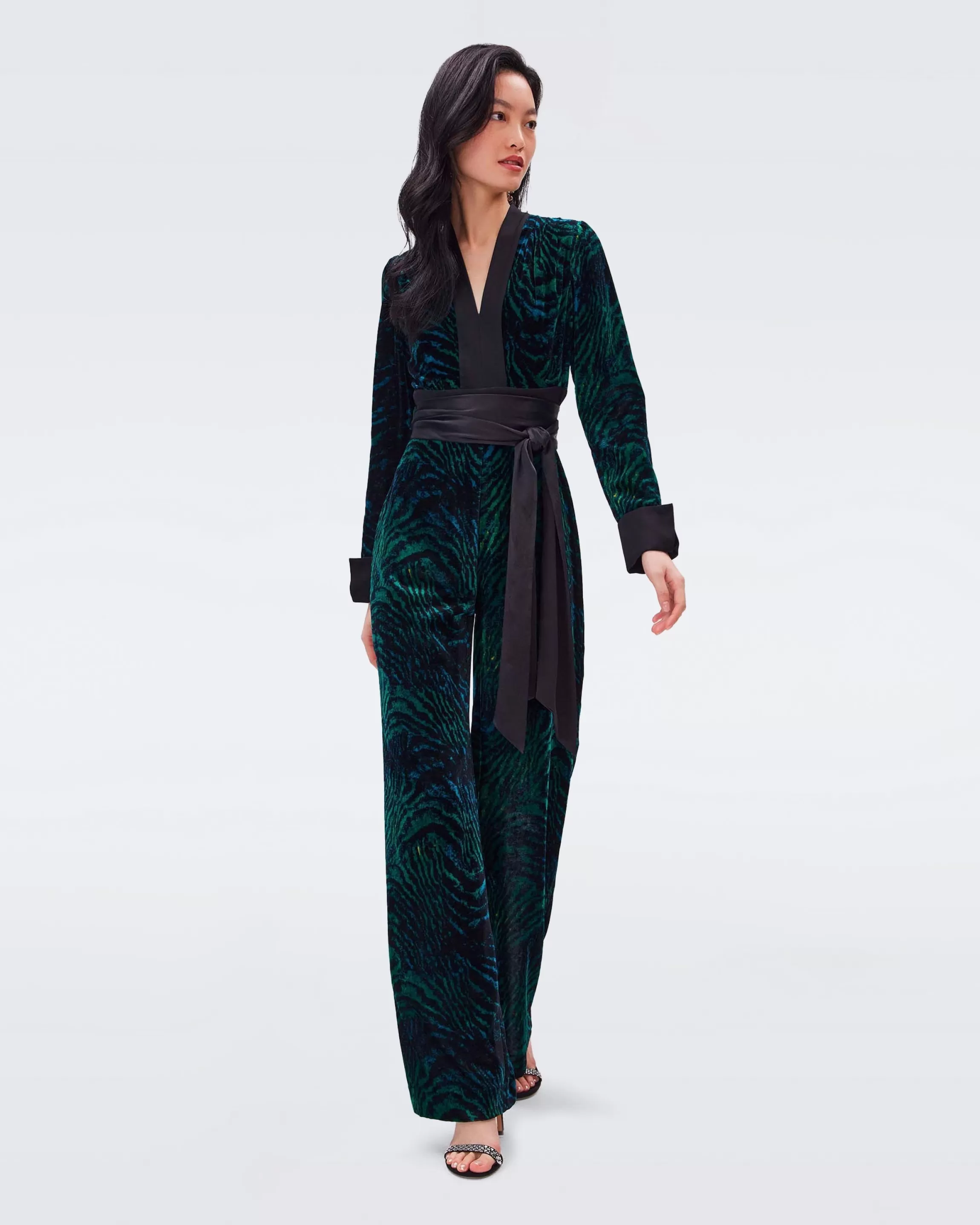 dvf Vegas Velvet Jumpsuit in Moire Tiger Best Sale