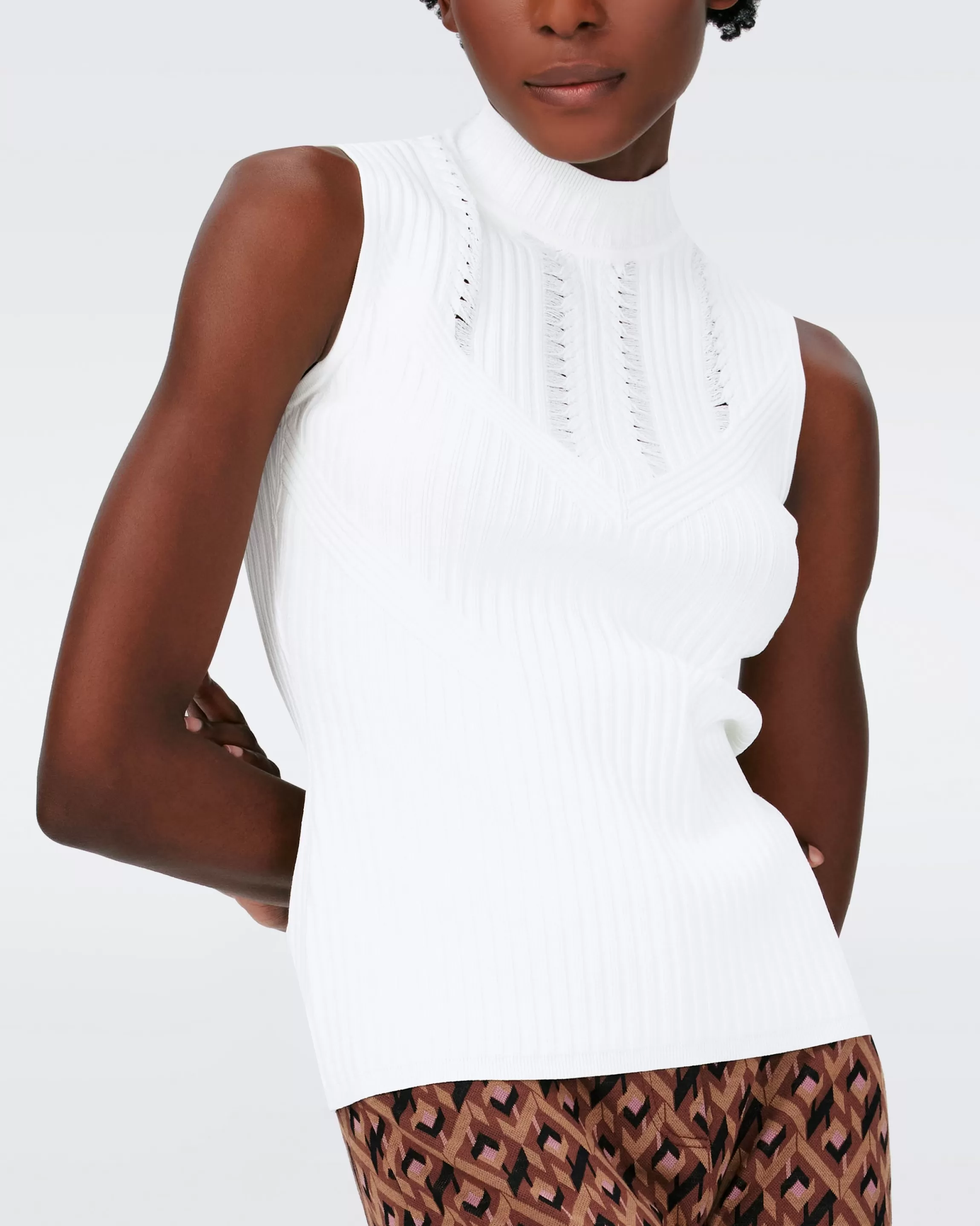 dvf Viviane Knit Top in Ivory New