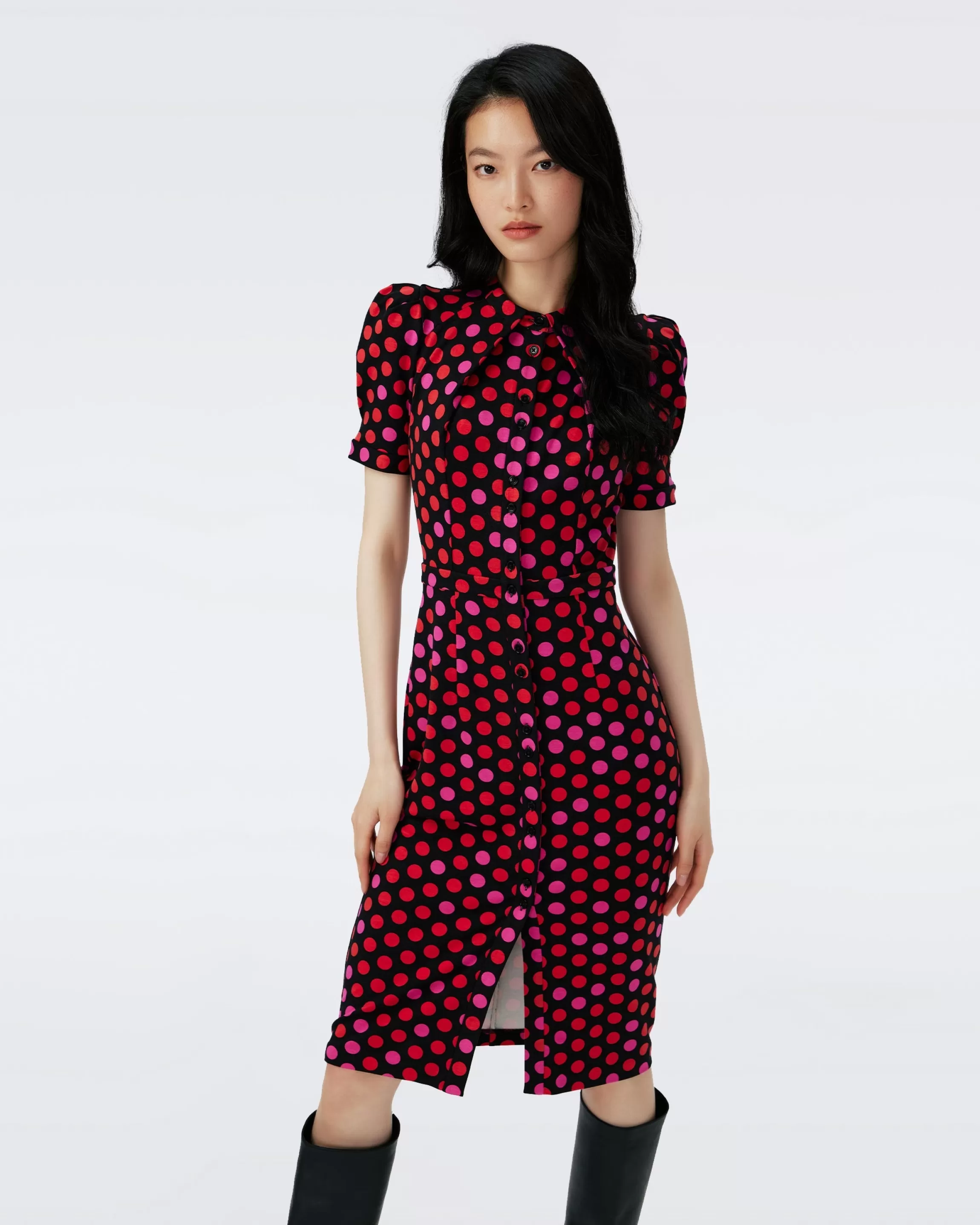 dvf Yoko Dress in Magic Dot Berry Red Sale